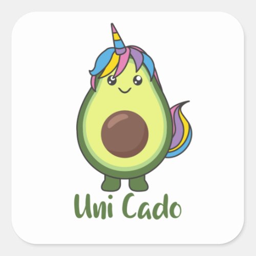 Avocado Unicorn Funny Avocados Unicorns Uni Cado Square Sticker