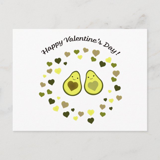Avocado Valentine Holiday Postcard (Front)