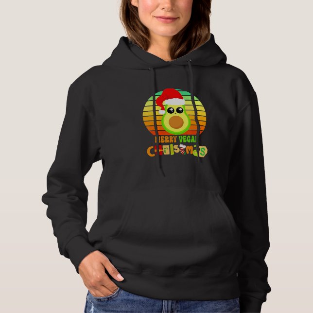 Avocado Vegan Christmas Santa Avocado Fruit Vegan Hoodie (Front)