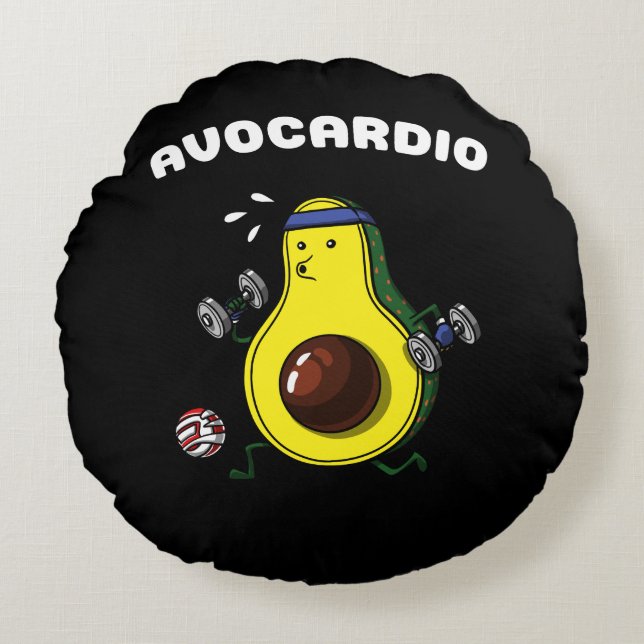 Avocado Vegan Fitness Cardio Workout Exercise Round Pillow (Front)
