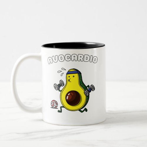 Avocado Vegan Fitness Cardio Workout Exercise Two_Tone Coffee Mug