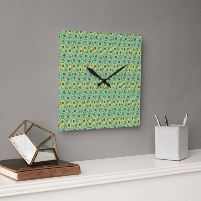 Avocado Vegetable Fruit Chef Kitchen Square Wall Clock (Office)