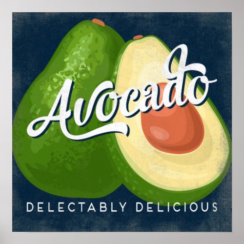 Avocado Vintage Fruit Label Vegetable Poster