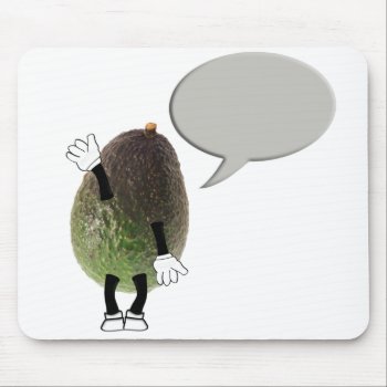 Avocado Waving With Speech Bubble Mouse Pad by Funkyworm at Zazzle