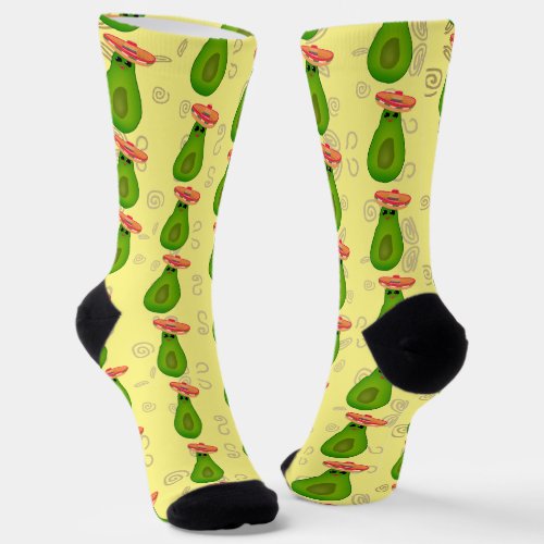 Avocado Wearing Sombrero Socks