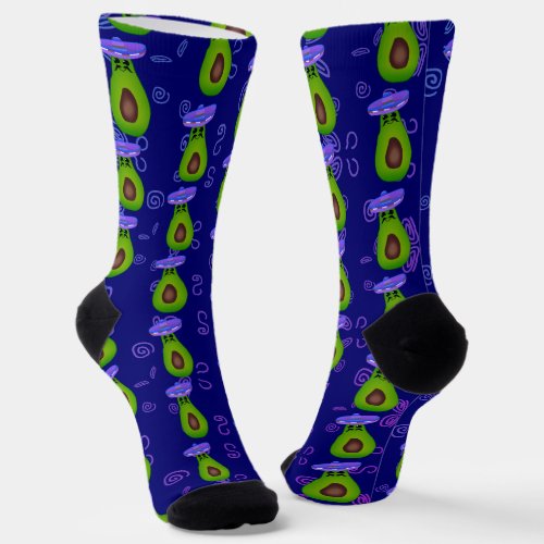 Avocado Wearing Sombrero Socks