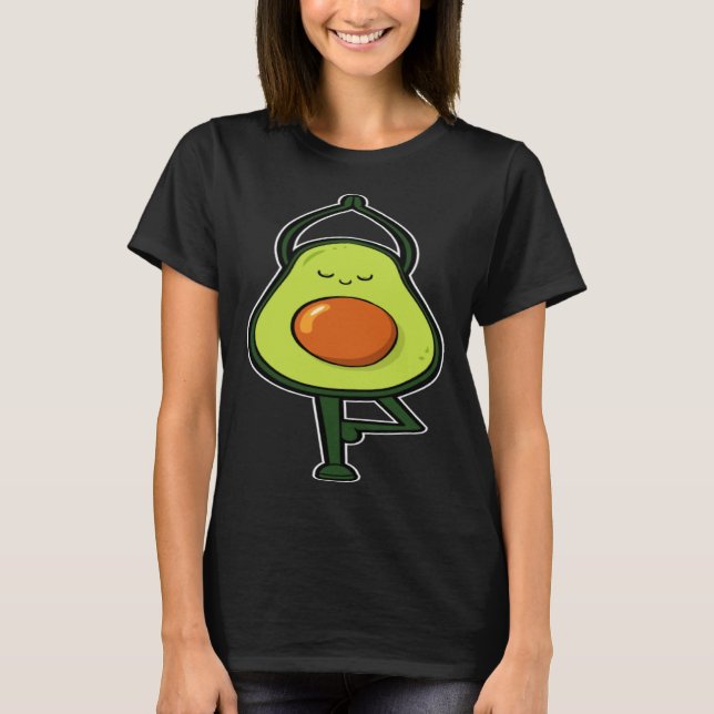 Avocado Yoga Fruit Tree Fitness Stress Relief Exer T-Shirt (Front)