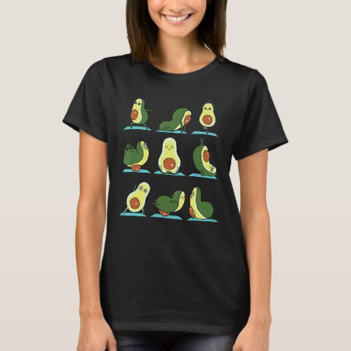 Avocado Yoga Pose Fitness Exercising Vegetarian T_Shirt
