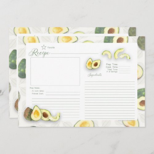 Avocados All Over 5 x 7 Recipe Card