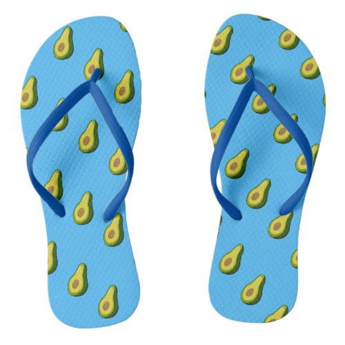 avocados blue pattern flip flops