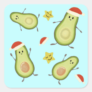 Avocados & Christmas Square Sticker