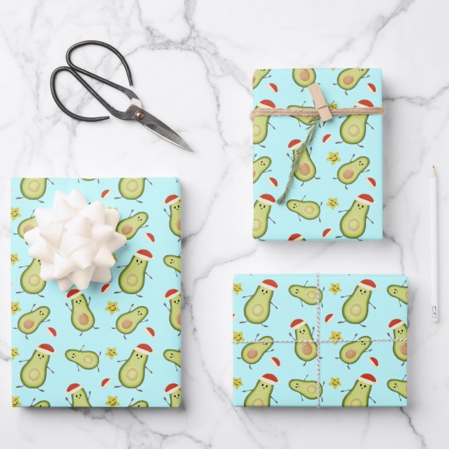 Avocados & Christmas Wrapping Paper Sheets (Front)