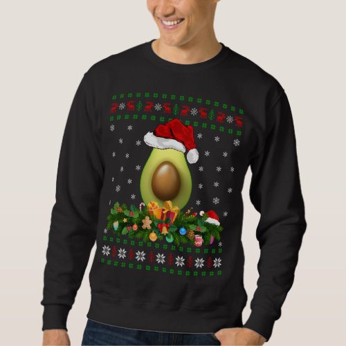 Avocados Fruit Lover Xmas Santa Hat Ugly Avocados  Sweatshirt