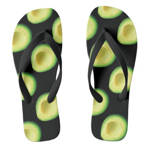 Avocados Green Black 4Stacy Pair of Flip Flops