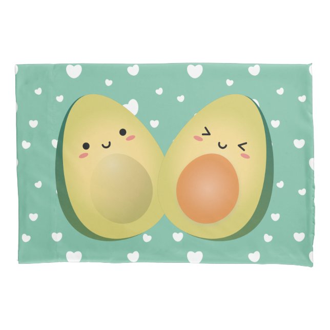 Avocados in Love Funny Couple Let's Avocuddle Pillow Case (Front)