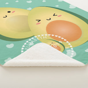 Avocados in Love Funny Couple Let's Avocuddle Sherpa Blanket