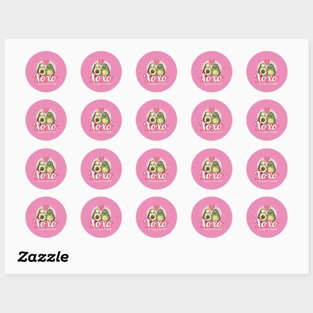 Avocados in love, Valentine Day Classic Round Sticker (Sheet)