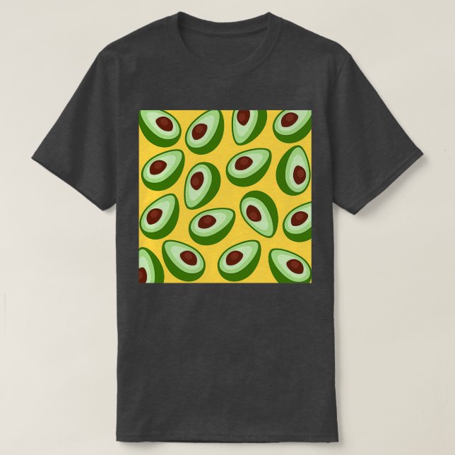 Avocados on a Mustard Yellow Background T-Shirt (Design Front)