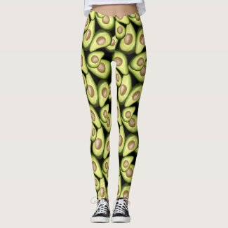 Avocados pattern, fruit theme in green and yellow leggings