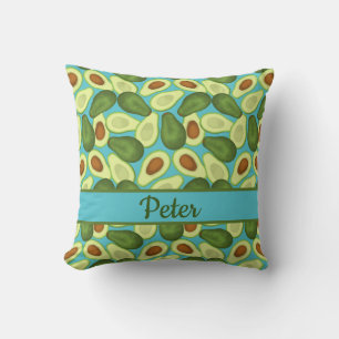 Avocados pattern with personalize name throw pillow