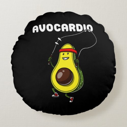 Avocardio Avocado Fitness Vegan Cardio Exercise Round Pillow