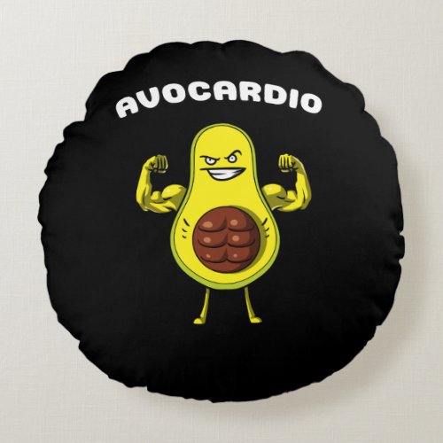 Avocardio Fitness Avocado Funny Vegan Workout Joke Round Pillow