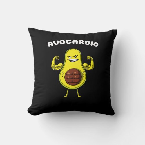 Avocardio Fitness Avocado Funny Vegan Workout Joke Throw Pillow