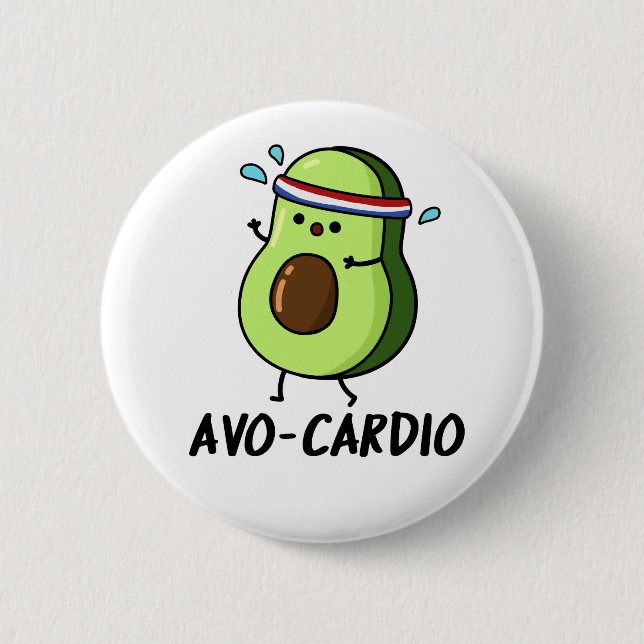 Avocardio Funny Excercise Avocado Pun  Button (Front)