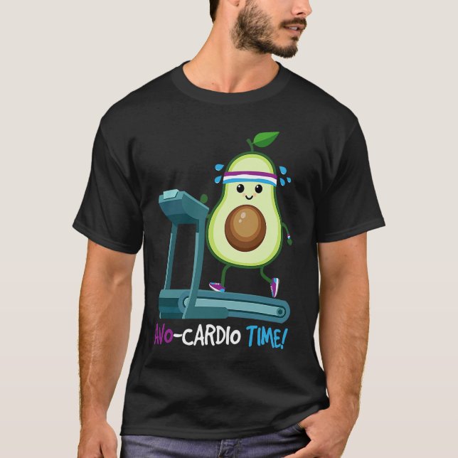Avocardio Time! Avocado Cardio Jogging Vegan Fitne T-Shirt (Front)