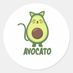 Avocato Avocado Cat Funny Food Green Classic Round Sticker