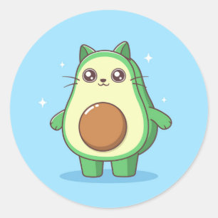Avocato avocado cat kawaii cute mug classic round sticker