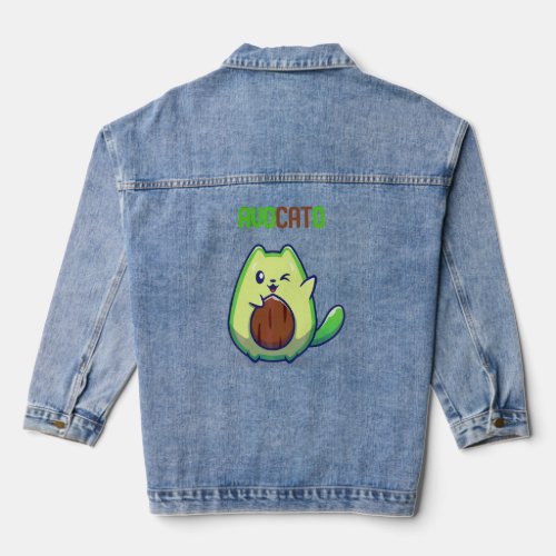 Avocato Avocado Kitten Eats Green Fruit Core Cat M Denim Jacket