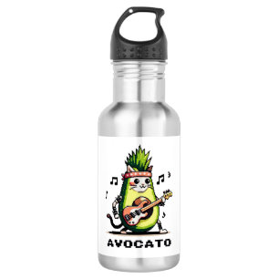 Avocato Bassist - Punk Cat Avocado Pixel Art Stainless Steel Water Bottle