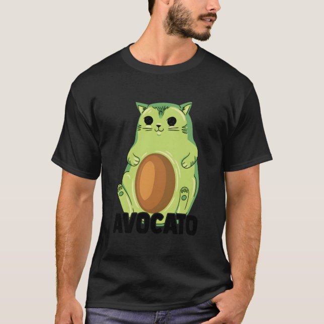 Avocato Cat Avocado Food Pun Fruit Vegans Cat T-Shirt (Front)