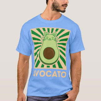 Avocato Cat Avocado Vegan Funny Retro Vintage Gree T-Shirt