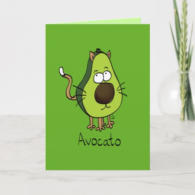 Avocato Cute Avocado Cat Funny Greeting Card (Front)
