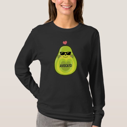 Avocato Cute Cat Avocado Vegan And Cat Kitten T_Shirt