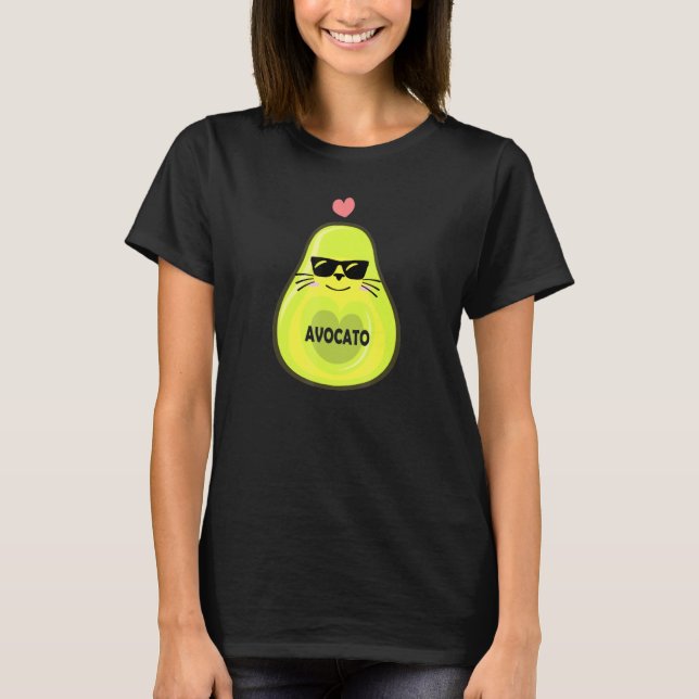 Avocato Cute Cat Avocado Vegan And Cat Kitten T-Shirt (Front)