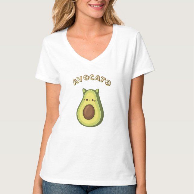 AVOCATO – Cute Funny Cat & Avocado Lovers T-Shirt  (Front)