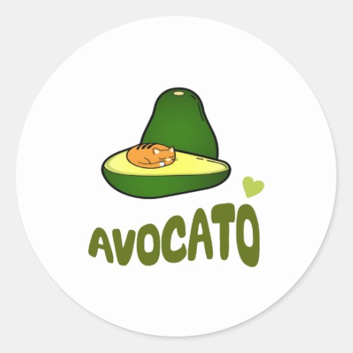 Avocato funny cute cat avocado vegan and cat lover classic round sticker