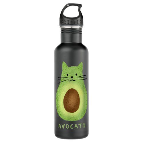 Avocato Funny Cute Cat Avocado Vegan Stainless Steel Water Bottle