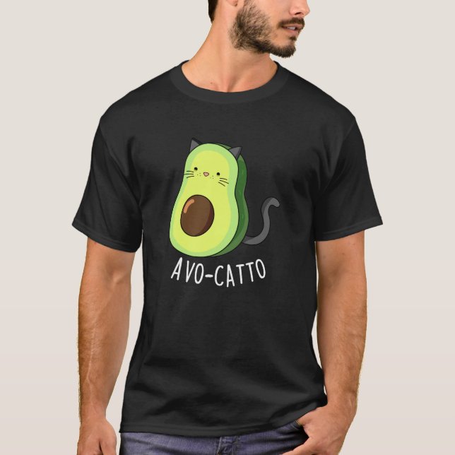 Avocatto Funny Avocado Cat Pun Dark BG T-Shirt (Front)