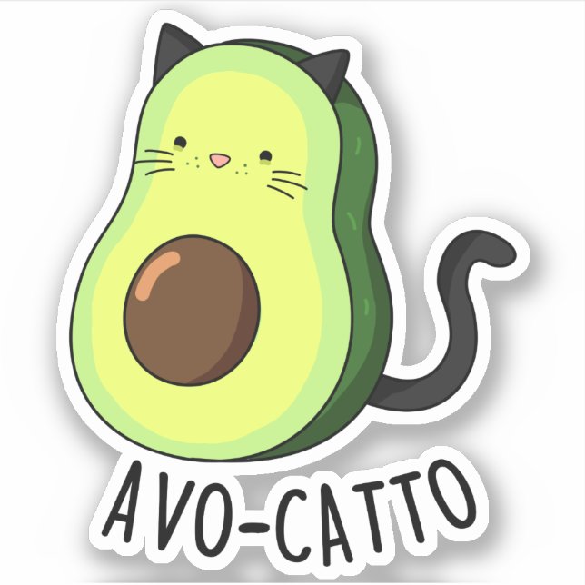 Avocatto Funny Avocado Cat Pun  Sticker (Front)