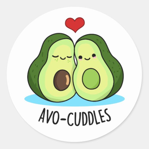 Avocuddles Cute Loving Avocado Couple Pun Classic Round Sticker