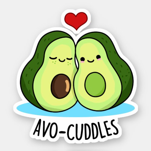 Avocuddles Cute Loving Avocado Couple Pun Sticker
