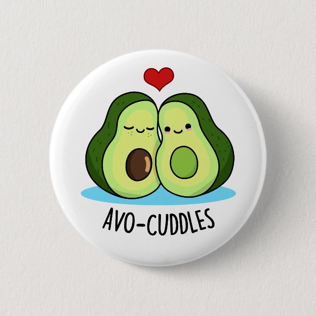 Avocuddles Funny Avocado Couple Pun  Button (Front)