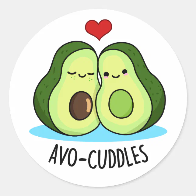 Avocuddles Funny Avocado Couple Pun Classic Round Sticker | Zazzle