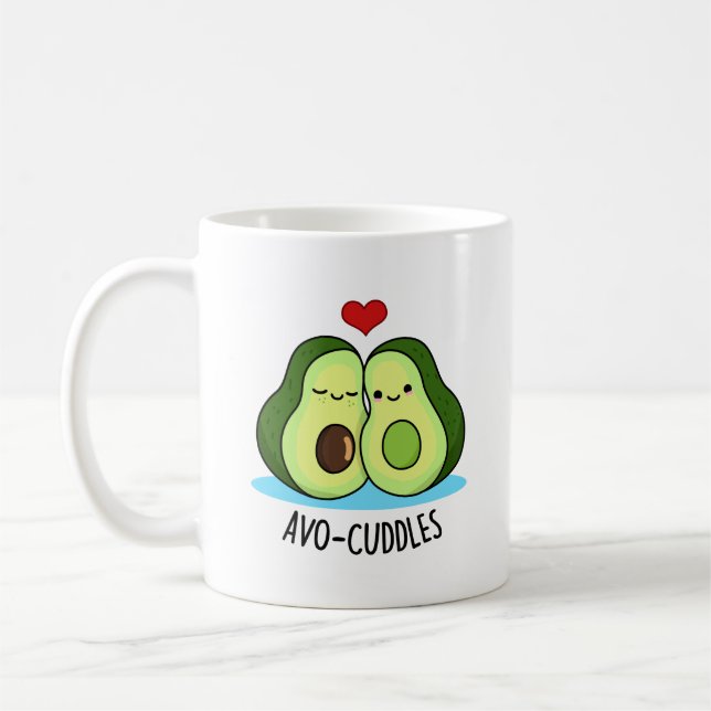 Avocuddles Funny Avocado Couple Pun  Coffee Mug (Left)