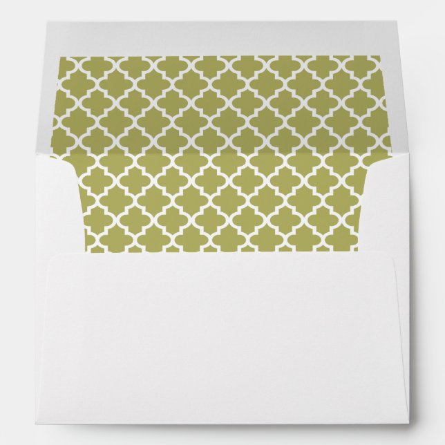 Avodado Green Moroccan Tile Wedding Envelopes (Back (Bottom))