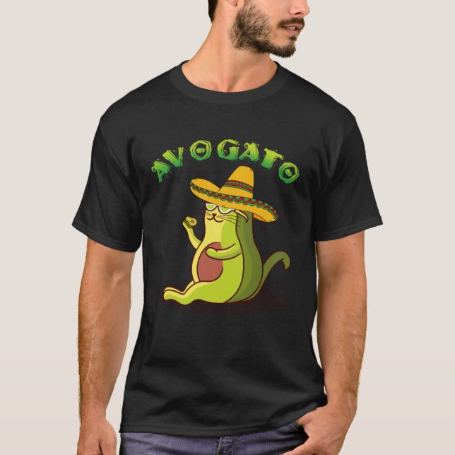 Avogato Cat Avocado Cinco de Mayo Cute Cat Mexico  T-Shirt (Front)